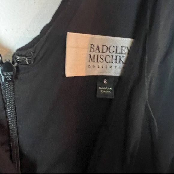 SZ 6 Badgley Mischka Black Dress w/ Diamond embellished side - Picture 3 of 6